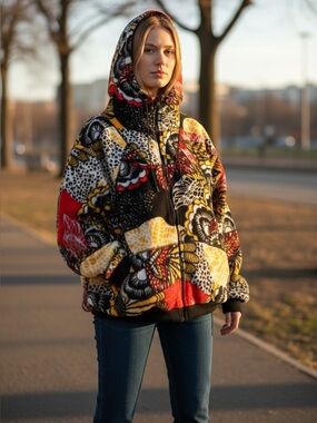 Free People Movement Wildflower Retro Combo Fleece 1/2 Zip Pullover NWT XL